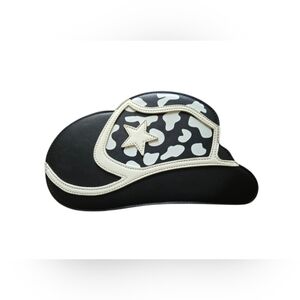 Black and White Cowboy Hat Shoulder Bag with Star Accent